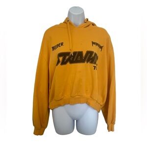 H&M Divided Justin Bieber Yellow Crewneck Hoodie with Black Graphic Print SizeXL